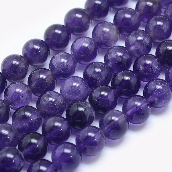 PandaHall Natural Amethyst Beads Strands, Round, 8mm, Hole: 1mm, about 50pcs/strand, 15.5 inch(39.3cm) Amethyst Round