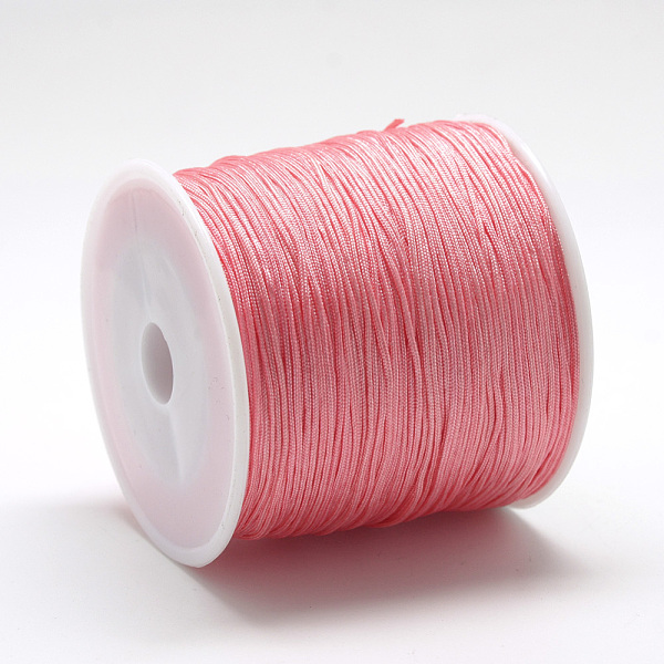 PandaHall Nylon Thread, Chinese Knotting Cord, Light Salmon, 0.8mm, about 109.36 yards(100m)/roll Nylon Red