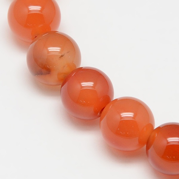 PandaHall Natural Carnelian Beads Strands, Round, Grade A, 10mm, Hole: 1mm, about 38pcs/strand, 15 inch Carnelian Round Red