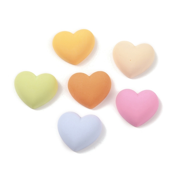 PandaHall Resin Cabochons, Heart, Mixed Color, 16x19x7.5mm Resin Heart Multicolor