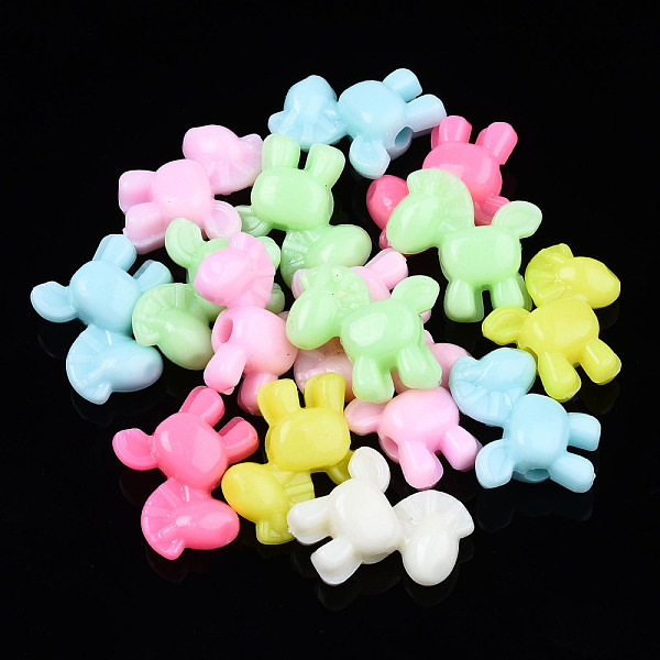 PandaHall Opaque Acrylic Beads, Horse, Mixed Color, 16x16x7mm, Hole: 2mm, about 900pcs/500g Acrylic Horse Multicolor