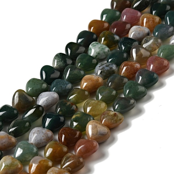 PandaHall Natural Indian Agate Beads Strands, Heart, 10x10.5~11x6mm, Hole: 1.2mm, about 40pcs/strand, 15.35''(39cm) Indian Agate Heart