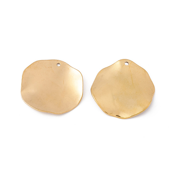 PandaHall 304 Stainless Steel Pendants, Golden, Round Pattern, 23.5x23.5x1~2mm, Hole: 1.2mm 304 Stainless Steel Flat Round