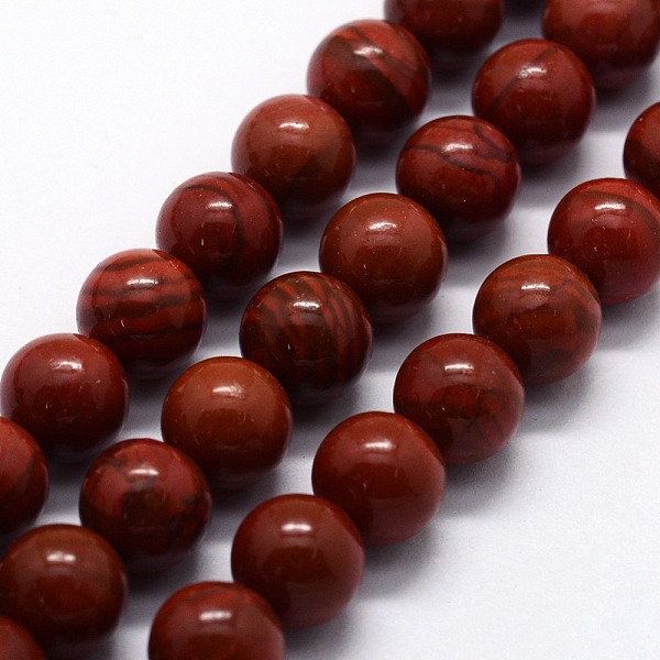 PandaHall Natural Red Jasper Beads Strands, Round, 8mm, Hole: 0.8mm, about 47pcs/strand,  14.96 inch(38cm) Red Jasper Round