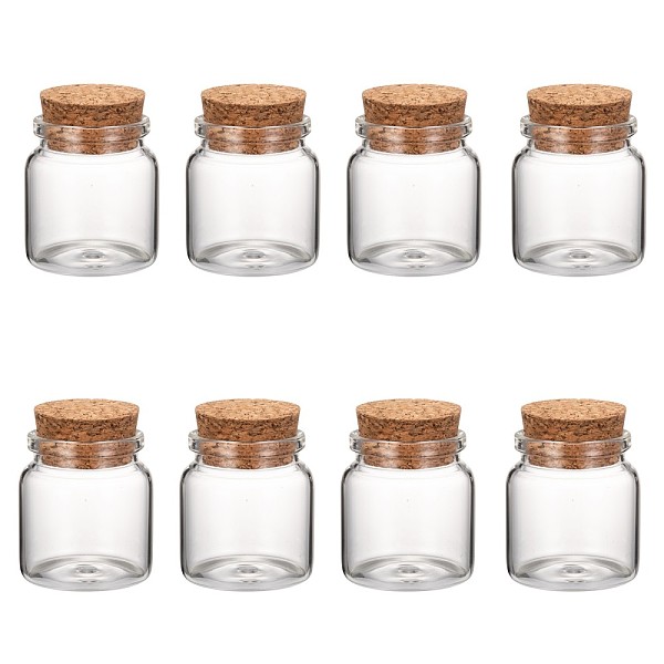 PandaHall Glass Jar Glass Bottles Bead Containers, with Cork Stopper, Wishing Bottle, Clear, 50x47mm, Hole: 33mm, Capacity: 87ml(2.94 fl....