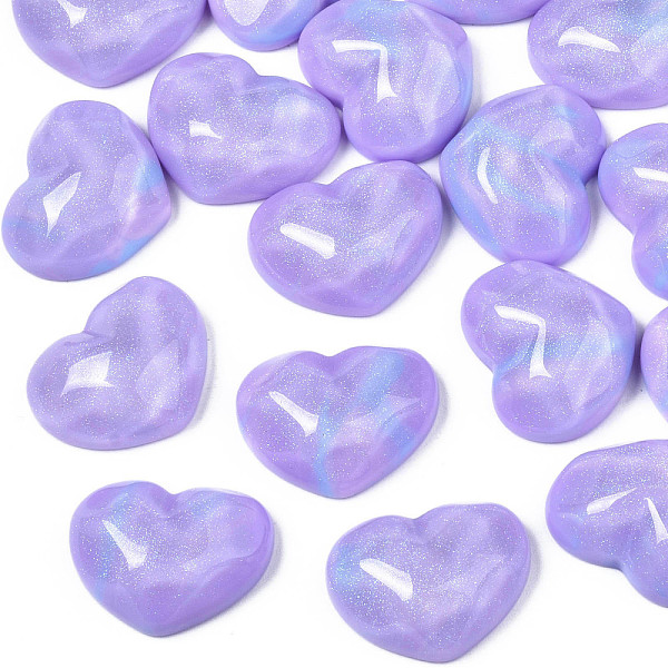 PandaHall Transparent Resin Cabochons, Water Ripple, Heart, Medium Purple, 17x21x7.5mm Resin Heart