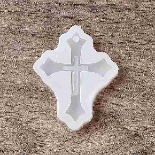 PandaHall Silicone Pendant Molds, Resin Casting Molds, For UV Resin, Epoxy Resin Jewelry Making, Cross, White, 57x46x8mm, Hole: 2.5mm...