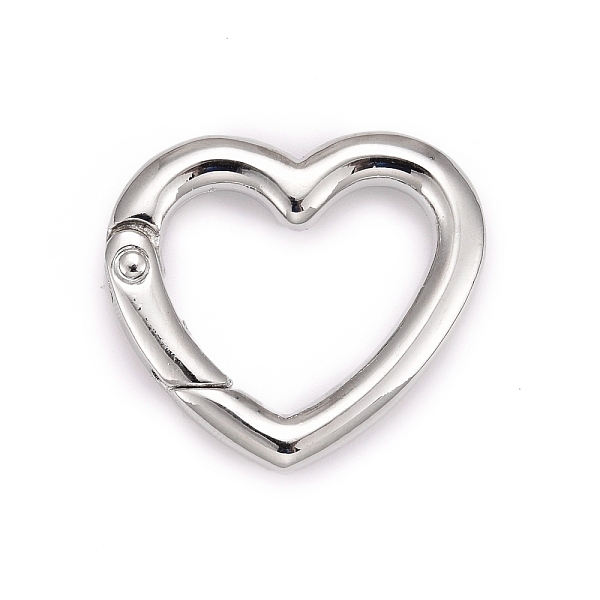 PandaHall Alloy Spring Gate Rings, Heart Rings, Platinum, 31x34x5mm, Inner Diameter: 16.5x24mm Alloy