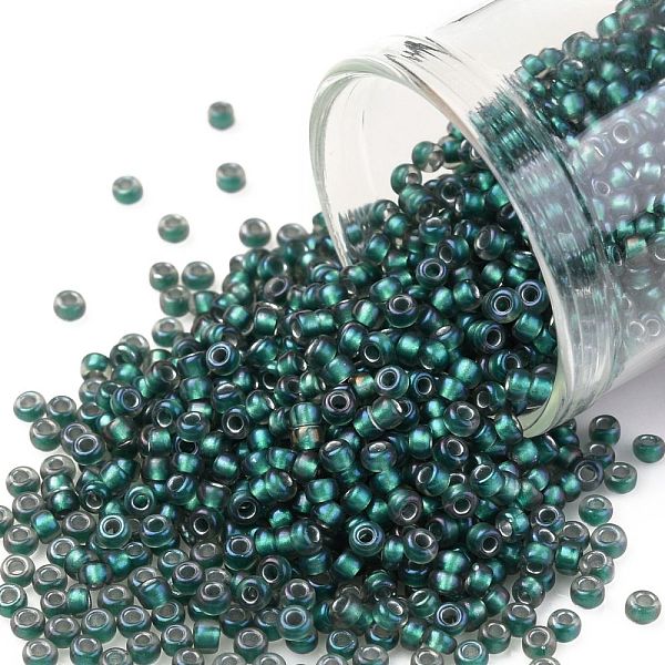 PandaHall TOHO Round Seed Beads, Japanese Seed Beads, (270F) Matte Teal Lined Crystal, 11/0, 2.2mm, Hole: 0.8mm, about 1110pcs/bottle...