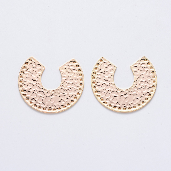 PandaHall Brass Filigree Joiners, Nickel Free, Horseshoe, Real 18K Gold Plated, 30.5x35x1mm, Hole: 1mm Brass Others