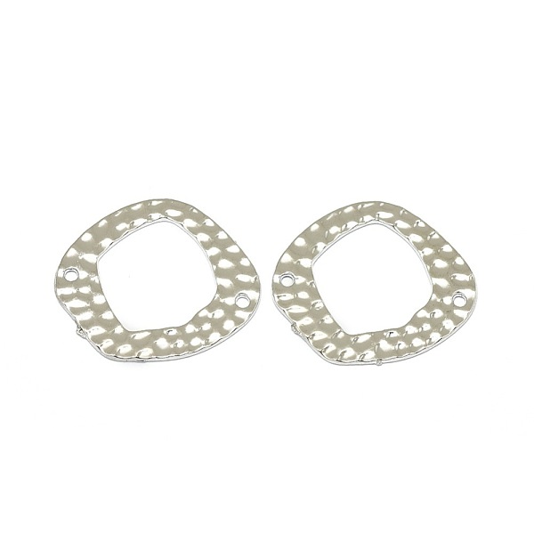 PandaHall Alloy Links, Long-Lasting Plated, Ring, Bumpy, Platinum, 26x24x0.8mm, Hole: 1.4mm Alloy Ring