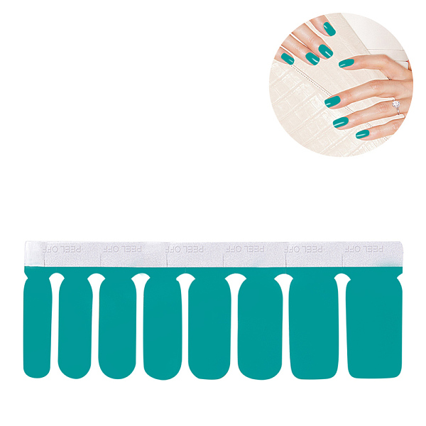 PandaHall Solid Color Full Cover Best Nail Stickers, Self-adhesive, for Women Girls Manicure Nail Art Decoration, Sea Green, 10.9x3.9cm...