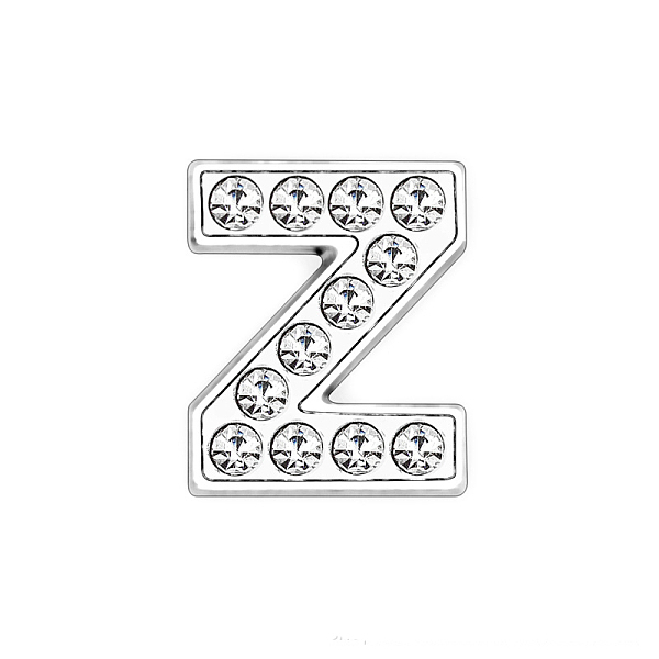 PandaHall Eco-Friendly Zinc Alloy Slide Charms, with Rhinestone, Platinum Plated, Letter, Crystal, Letter.Z, 12mm, Hole: 1.5x7.9mm...