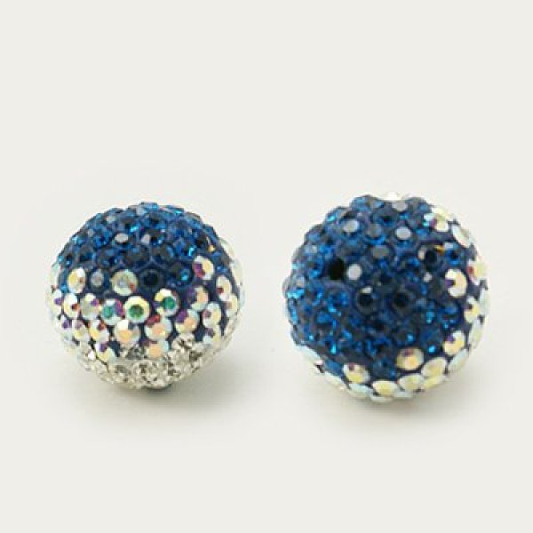 PandaHall Austrian Crystal Beads, Pave Ball Beads, with Polymer Clay inside, Round, 243_Capri Blue, 12mm, Hole: 1mm Polymer Clay+Austrian...