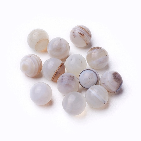 PandaHall Natural Banded Agate Beads, Gemstone Sphere, No Hole/Undrilled, Round, 8mm Banded Agate Round