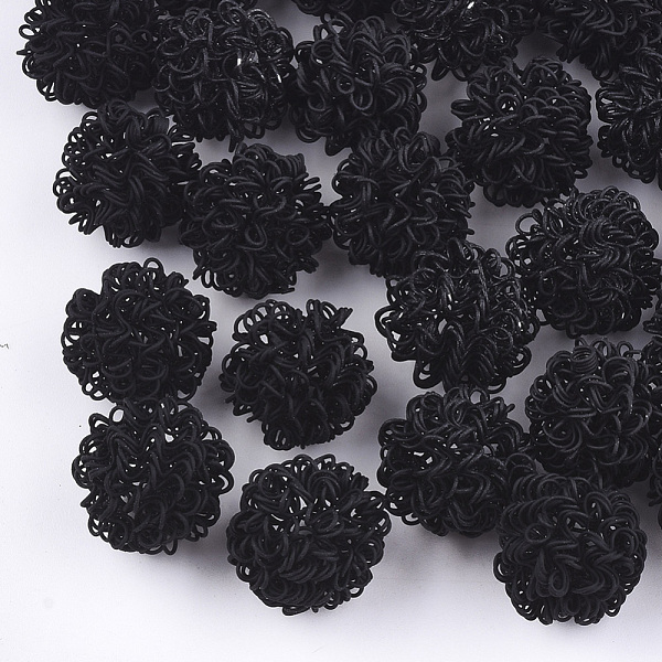 PandaHall Spray Painted Eco-Friendly Iron Wire Beads, Round, Black, 16~17mm Iron Round Black