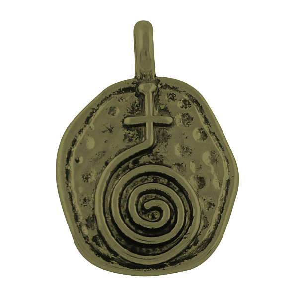 PandaHall Oval with Helix Tibetan Style Alloy Pendants, Lead Free & Nickel Free & Cadmium Free, Antique Bronze, 26x17.5x3mm, Hole: 4mm...