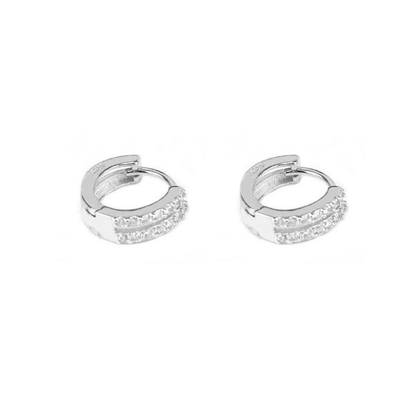 PandaHall 925 Sterling Silver Hoop Earrings, with Cubic Zirconia, Clear, Platinum Sterling Silver Clear
