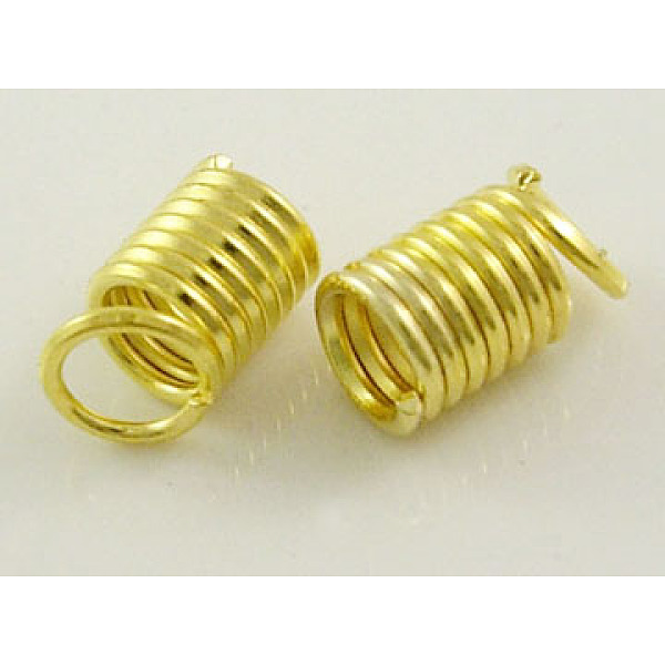 PandaHall Iron Coil Cord Ends, Golden, about 6mm in diameter, 9mm long, hole: 4.5mm Iron