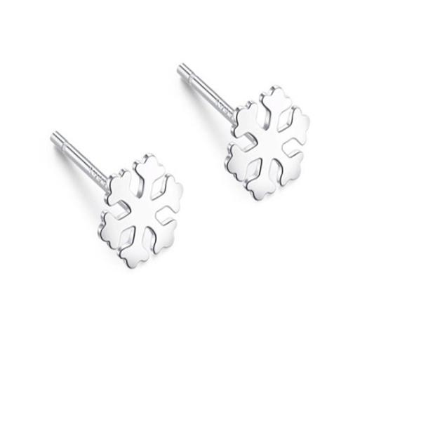 PandaHall 925 Silver Sliver Tiny Snowflake Stud Earrings for Girl Women Sterling Silver