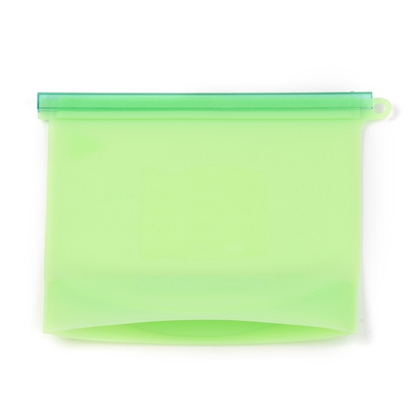 PandaHall Reusable Food Silicone Sealed Bags, for Marinate Food & Fruit Cereal Travel Items Home Kitchen, Lawn Green, 210x234x8mm, hole...