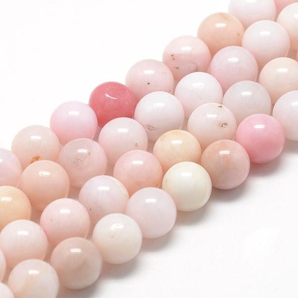 PandaHall Natural Pink Opal Beads Strands, Grade A, Round, 11~12mm, Hole: 1mm, about 32~35pcs/strand, 15.7 inch Pink Opal Round
