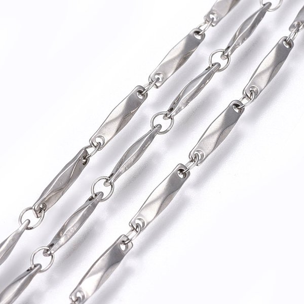 PandaHall 304 Stainless Steel Link Chains, Soldered, Rectangle, Stainless Steel Color, 11x2.5x2mm 304 Stainless Steel