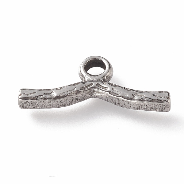 PandaHall 304 Stainless Steel Toggle Clasps Parts, Textured, Bar, Stainless Steel Color, 18x6x2mm, Hole: 2mm 304 Stainless Steel Others