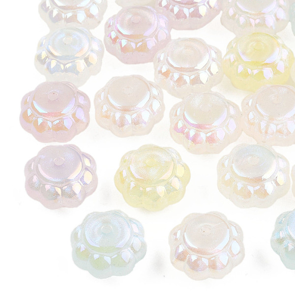 PandaHall Plating Acrylic Beads, Pearlized, Flower, Mixed Color, 19x19x12mm, Hole: 2mm Acrylic Flower Multicolor