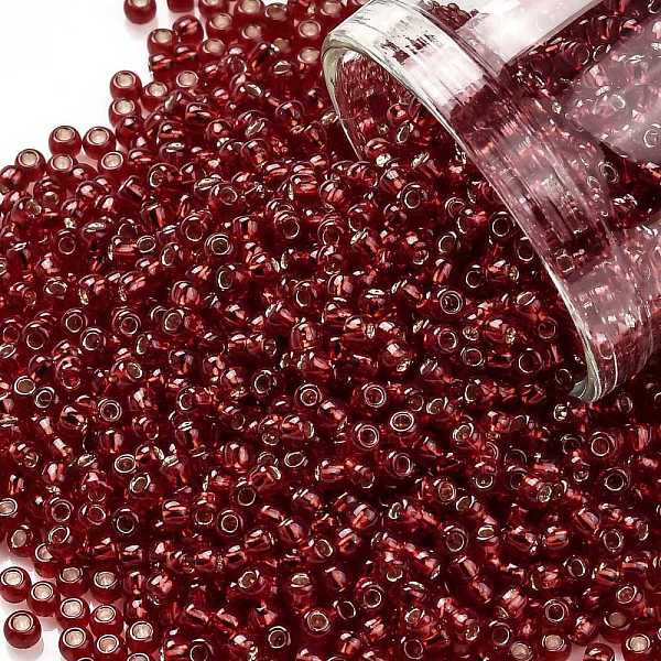 PandaHall TOHO Round Seed Beads, Japanese Seed Beads, (25C) Silver Lined Ruby, 11/0, 2.2mm, Hole: 0.8mm, about 1103pcs/10g Glass Red