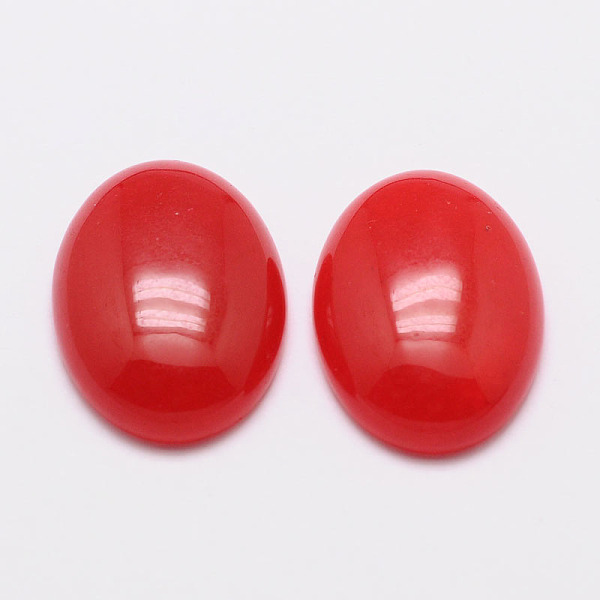 PandaHall Dyed Oval Natural Jade Cabochons, Red, 18x13x6mm White Jade Oval Red