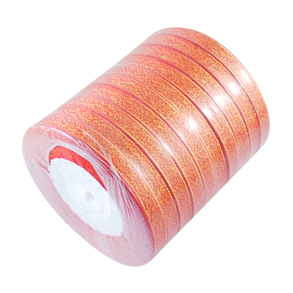 PandaHall Glitter Metallic Ribbon, Sparkle Ribbon, with Gold Metallic Cords, Valentine's Day Gifts Boxes Packages, Orange, 3/8inch(8mm)...