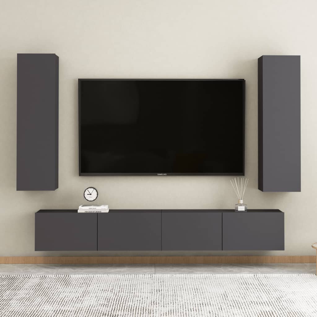 TV Cabinets 2 pcs Gray 12"x11.8"x43.3" Chipboard