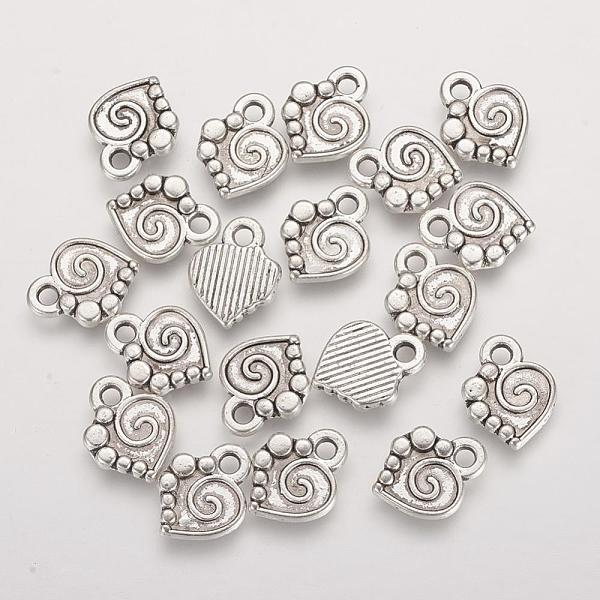 PandaHall Alloy Pendants, Cadmium Free & Lead Free, Heart, Antique Silver, 13x10x2mm, Hole: 2mm Alloy Heart