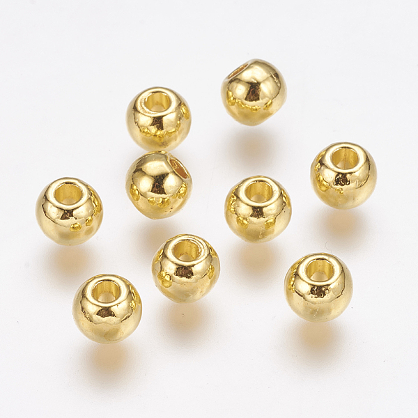 PandaHall Tibetan Style Alloy Beads, Barrel, Golden, Lead Free & Cadmium Free, 6x5mm, Hole: 2.5mm Alloy Barrel
