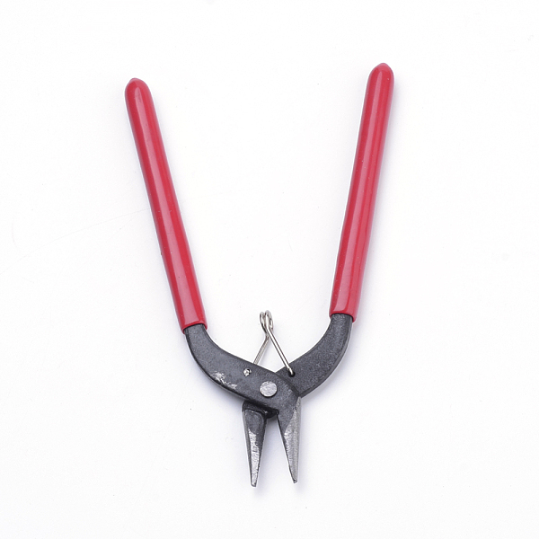 PandaHall 45# Carbon Steel Jewelry Pliers, Flat Nose Pliers, Polishing, Red, 160x45x10mm Carbon Steel Red
