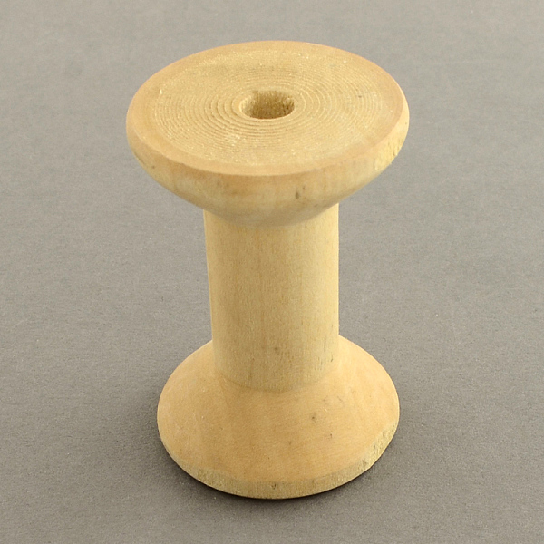 PandaHall Wooden Empty Spools for Wire, Thread Bobbins, Lead Free, Moccasin, 29~30x20mm, Hole: 6mm Wood Orange