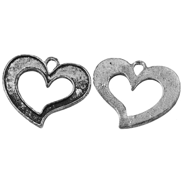 PandaHall Alloy Heart Pendant Enamel Settings, Lead Free and Cadmium Free, Antique Silver, 20.5x17.5x1.5mm, Hole: 1.5mm Alloy Heart