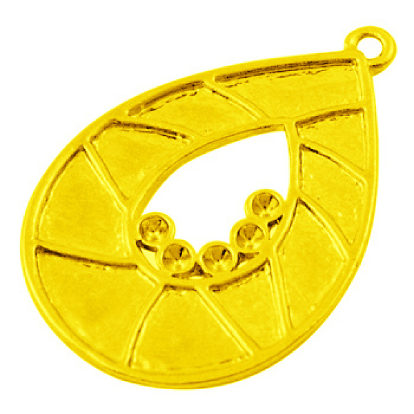PandaHall Alloy Finding Pendants, Drop, Lead Free and Cadmium Free, Golden, 35x24.5x1.5mm, Hole: 1.5mm Alloy Teardrop