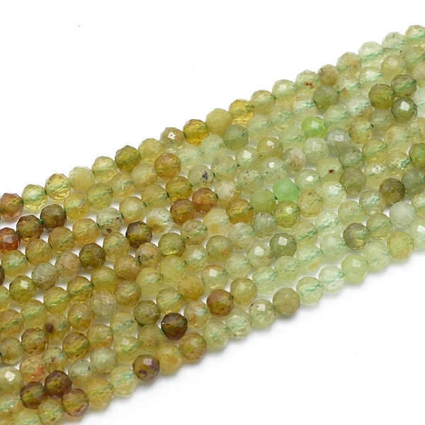 PandaHall Natural Green Garnet Beads Strands, Andradite Beads, Faceted, Round, 3mm, Hole: 0.6mm, about 139pcs/strand, 14.96 inch(38cm)...