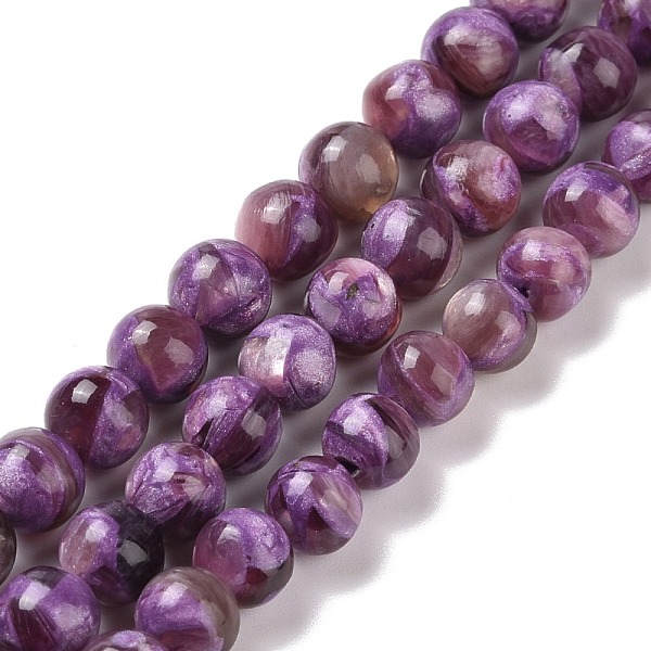 PandaHall Natural Lepidolite/Purple Mica Stone Beads Strands, Grade AA, Round, 6mm, Hole: 0.9mm, about 63~64pcs/strand, 15.75~15.87 inch...
