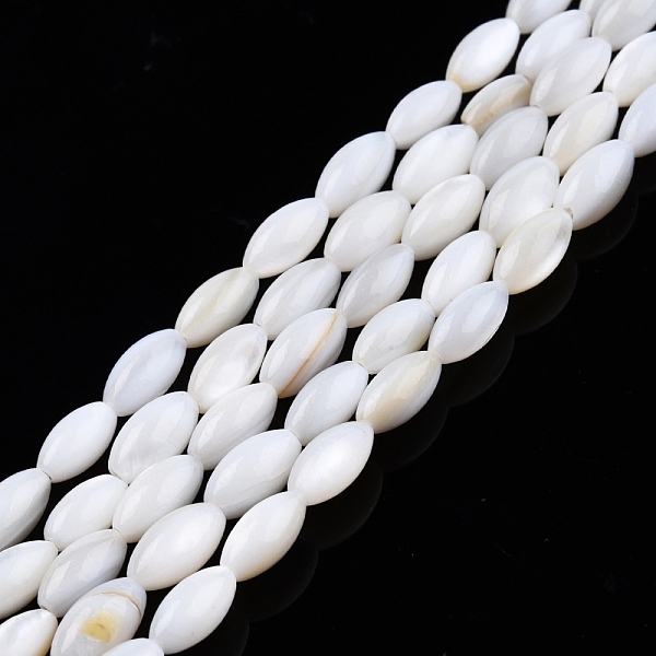 PandaHall Natural Freshwater Shell Beads Strands, Rice, 7.5x4mm, Hole: 0.8mm, about 51~52pcs/strand, 14.96 inch~15.16 inch(38~38.5cm)...