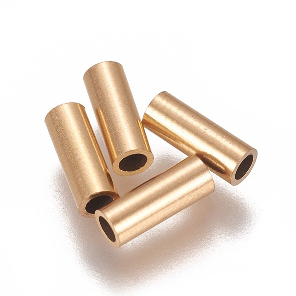 PandaHall Ion Plating(IP) 304 Stainless Steel Tube Beads, Golden, 8x3mm, Hole: 2mm 304 Stainless Steel Tube