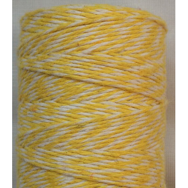 PandaHall 4 Ply Macrame Cotton Cord, Twisted Cotton Rope, for Crafts, Gift Wrapping, Yellow, 1mm, about 32.8 yards(30m)/roll Cotton Yellow