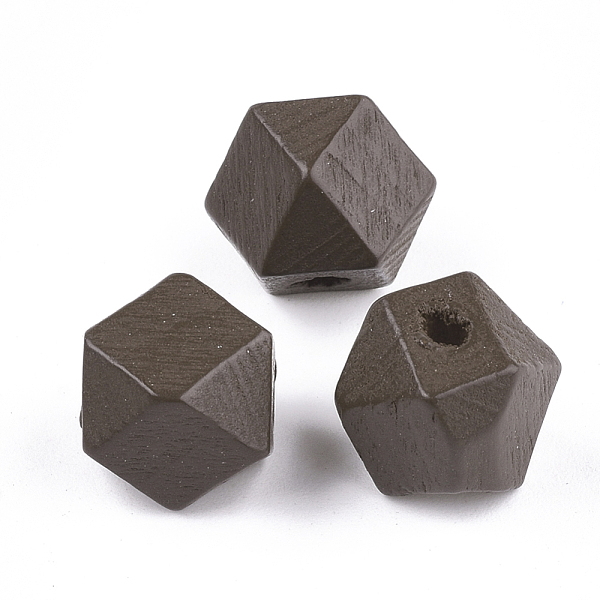 PandaHall Painted Natural Wood Beads, Polyhedron, Coconut Brown, 13x13x10~10.5mm, Hole: 2.5mm Wood Others Brown