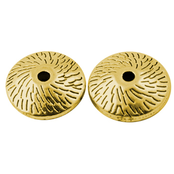 PandaHall Tibetan Style Spacer Beads, Lead Free, Nickel Free and Cadmium Free, Flat Round, Antique Golden, Size: about 12mm in diameter...