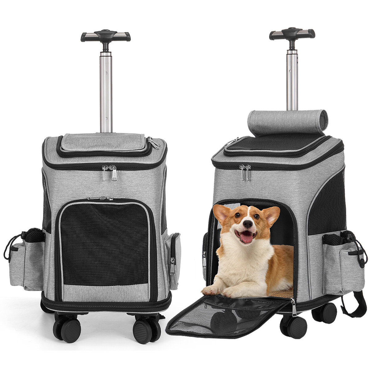Pet Stroller Dog Rolling Wheeled Dog Cat Puppy Carrier Backpack Travel