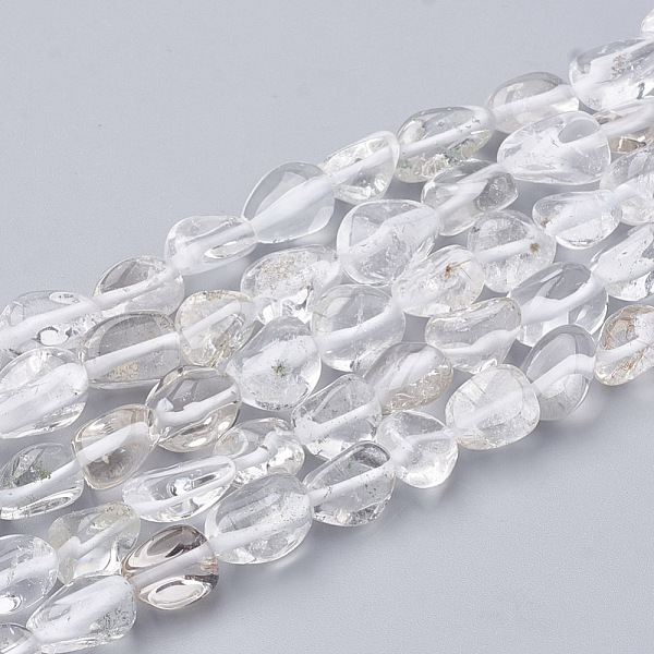 PandaHall Natural Quartz Crystal Beads Strands, Tumbled Stone, Nuggets, 3~14x2~9x2.5~8mm, Hole: 1mm, about 50~55pcs/strand, 15.94 inch...