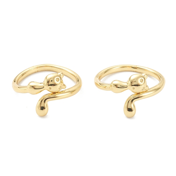 PandaHall Brass Finger Rings, Cat Shape, Real 18K Gold Plated, US Size 7 1/4(17.5mm) Brass