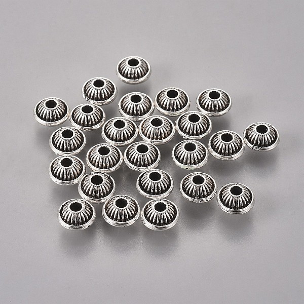 PandaHall Tibetan Style Alloy Spacer Beads, Lead Free & Cadmium Free, Bicone, Antique Silver, 7x5mm, Hole: 1.5mm Alloy Bicone